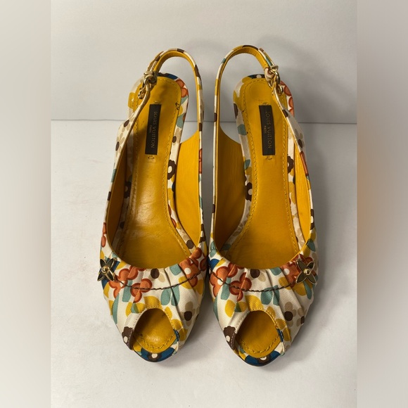 Louis Vuitton open toe slingback sandals heels multi 37 - Picture 4 of 11